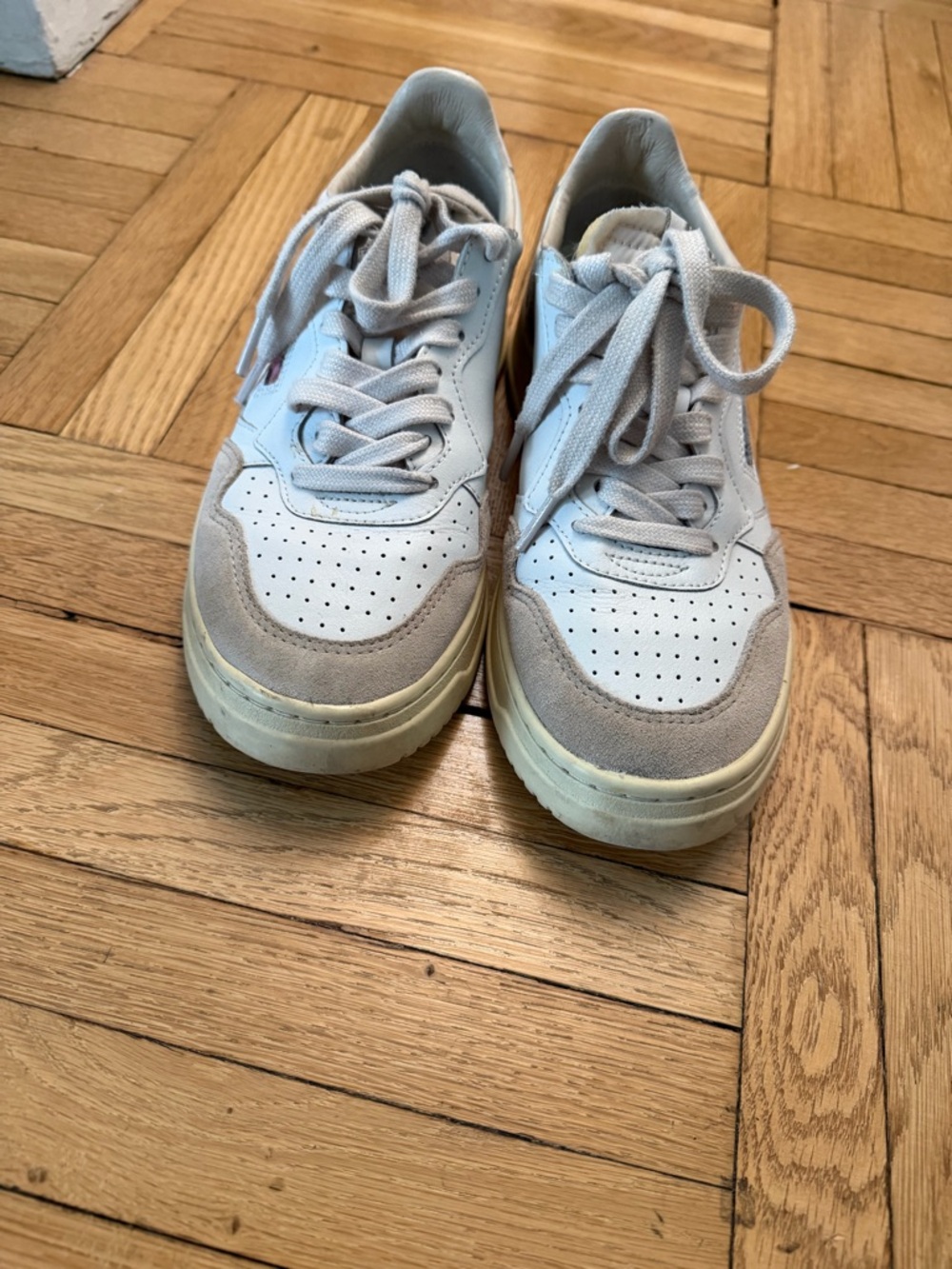 White Medalist Low Leather and Suede Sneakers - Picture 3 of 4